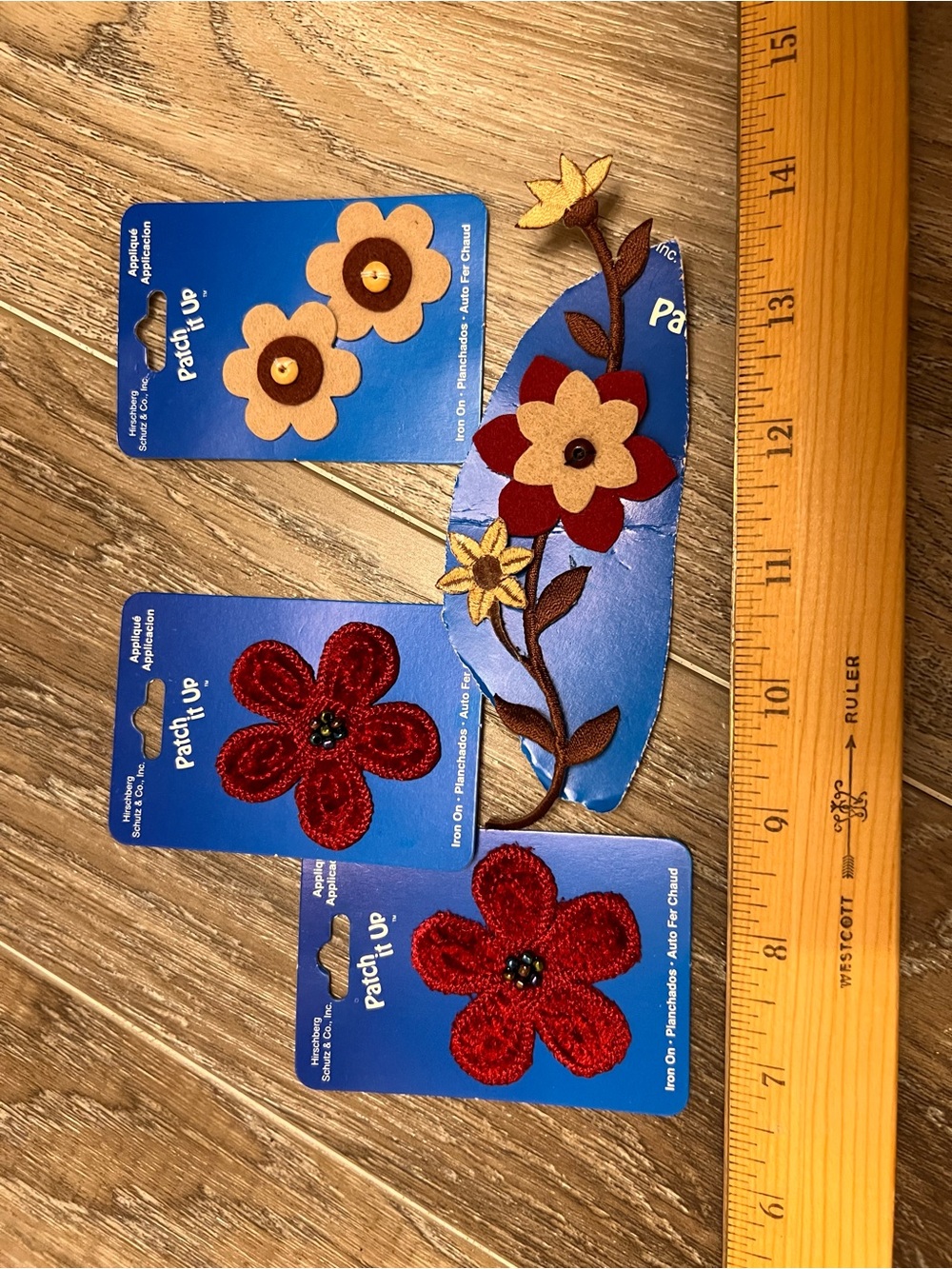 Patch It Up Flower Iron-On Patches in velvet and felt with beading